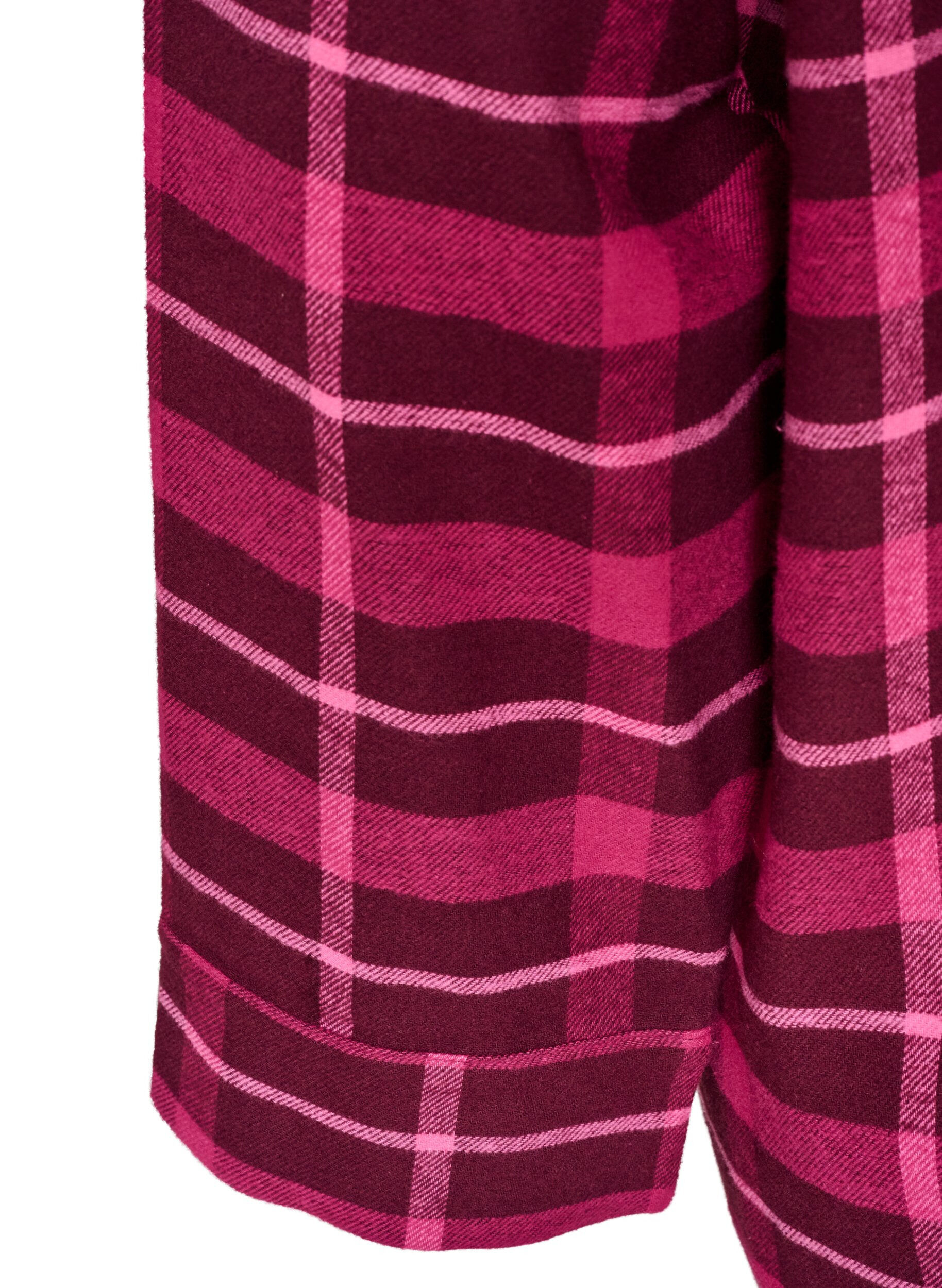 ZizziGeruite katoenen pyjamashirt met lange mouwen, Rood, Packshot image number 3