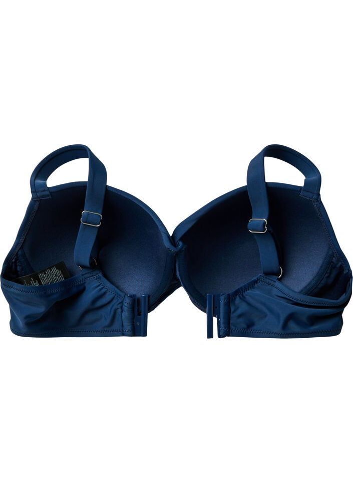 Bikini top met beugel en plooien, Blauw, Packshot image number 4