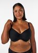 Gewatteerde microvezel beha met geruit patroon, Zwart, Model image number 0