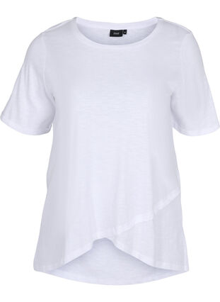 Katoenen t-shirt met korte mouwen, Bright White, Packshot image number 0