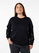 Sweatshirt met geborduurde uitsneden, Black, Model image number 0