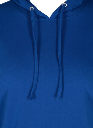 Sweatshirt met capuchon en geribbelde randen, Deep Blue , Packshot image number 2