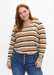 Gestreepte blouse met lange mouwen, Zwart, Model image number 0