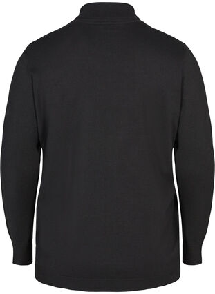 Gebreide blouse van viscose met hoge kraag, Black, Packshot image number 1