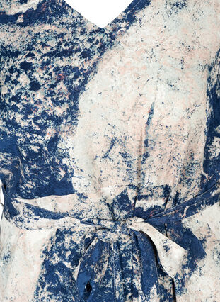 Midi-jurk met korte mouwen en print, Twilight Blue AOP, Packshot image number 2