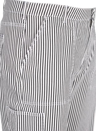 Gestreepte cargo jeans met rechte pasvorm, Black White Stripe, Packshot image number 2