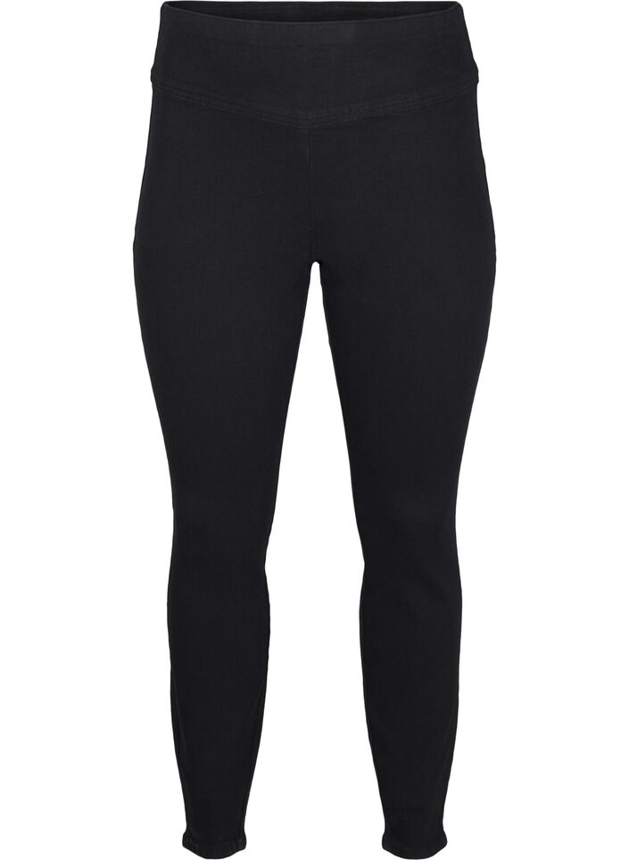 Rekbare jeggings met een hoge taille, Zwart, Packshot image number 0