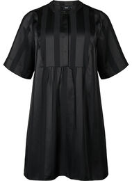 A-lijn jurk met strepen en 1/2-mouwen, Black