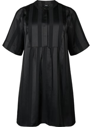 A-lijn jurk met strepen en 1/2-mouwen, Black, Packshot image number 0