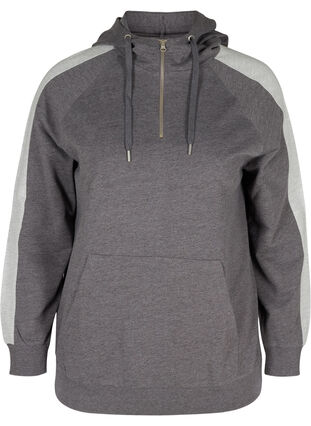 Sweatshirt met capuchon en zak, Dark Grey Melange, Packshot image number 0