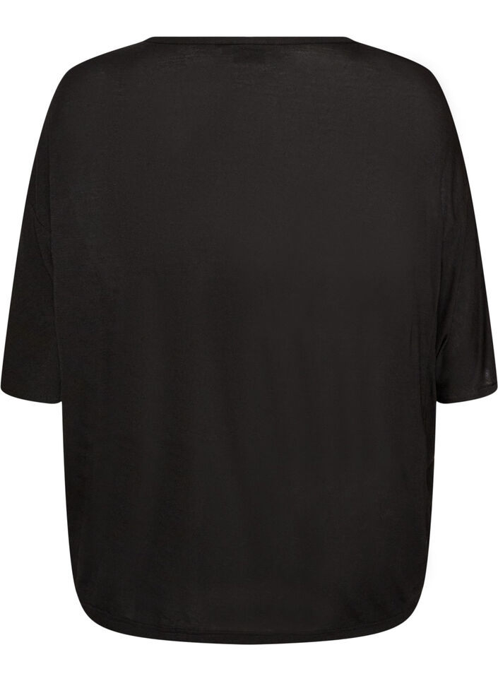 Losse pasvorm T-shirt in viscose jersey, Zwart, Packshot image number 1