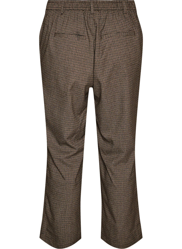 Broek met klein ruitpatroon en rechte pijpen, Bruin, Packshot image number 1