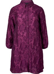 Lange jacquard shirt, Dark Purple