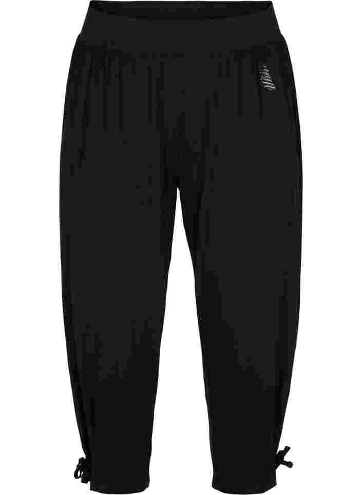 Sportieve driekwart broek in viscose, Black, Packshot image number 0