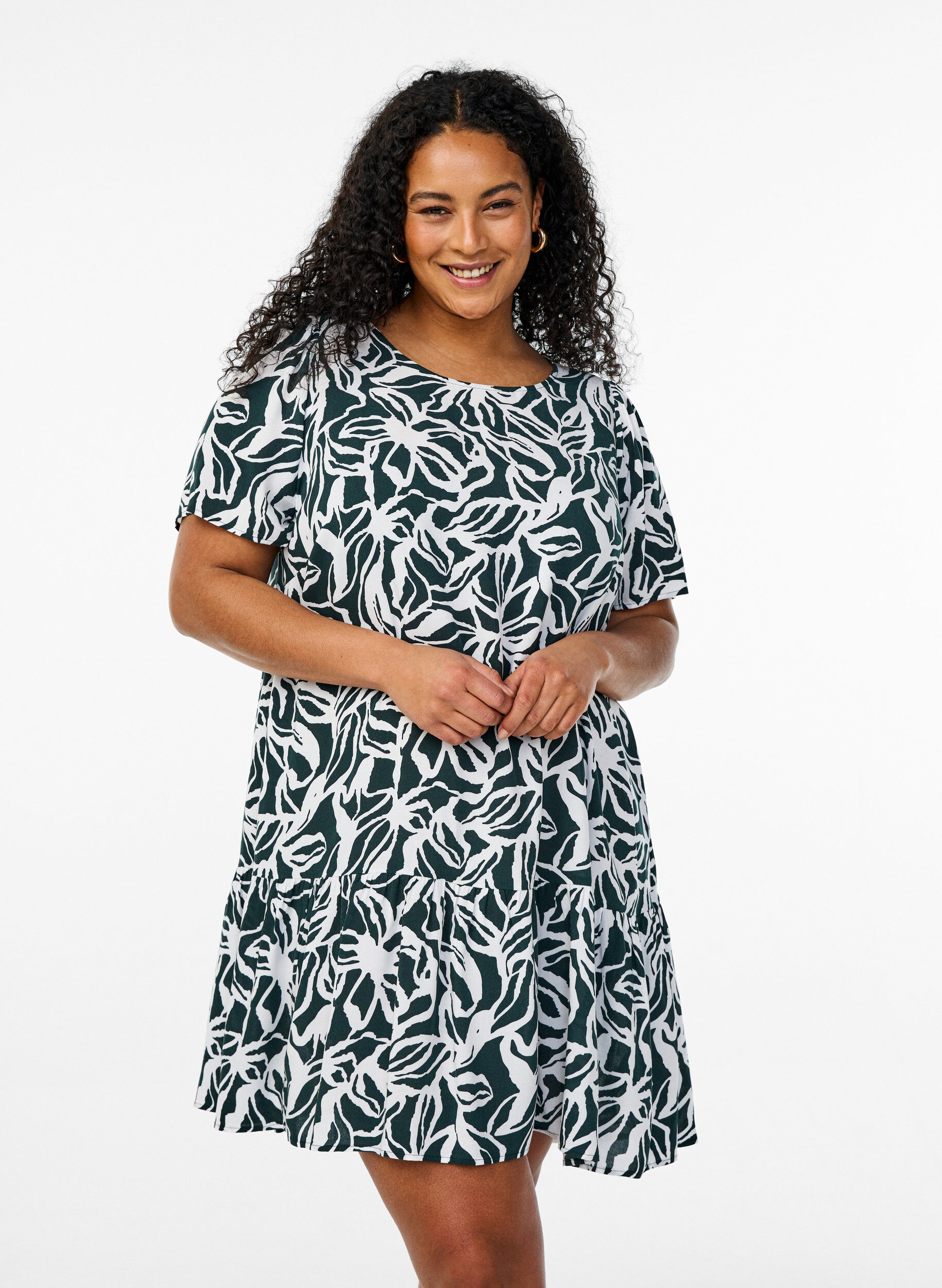 Zizzi FLASH - Jurk van viscose met coupenaad, Groen, Model image number 0