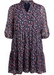 Tunic met bloemenprint en glitterdraden, Blauw, Packshot image number 0
