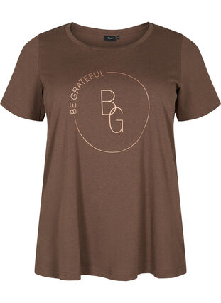T-shirt met korte mouwen en opdruk, Chestnut BG, Packshot image number 0