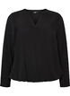 Blouse met ballonsilhouet en V-hals, Zwart, Packshot image number 0
