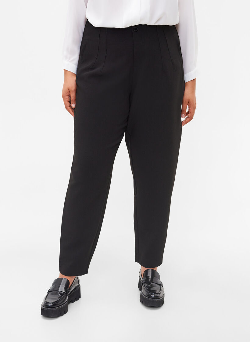 Klassieke broek met hoge taille, Zwart, Model image number 2
