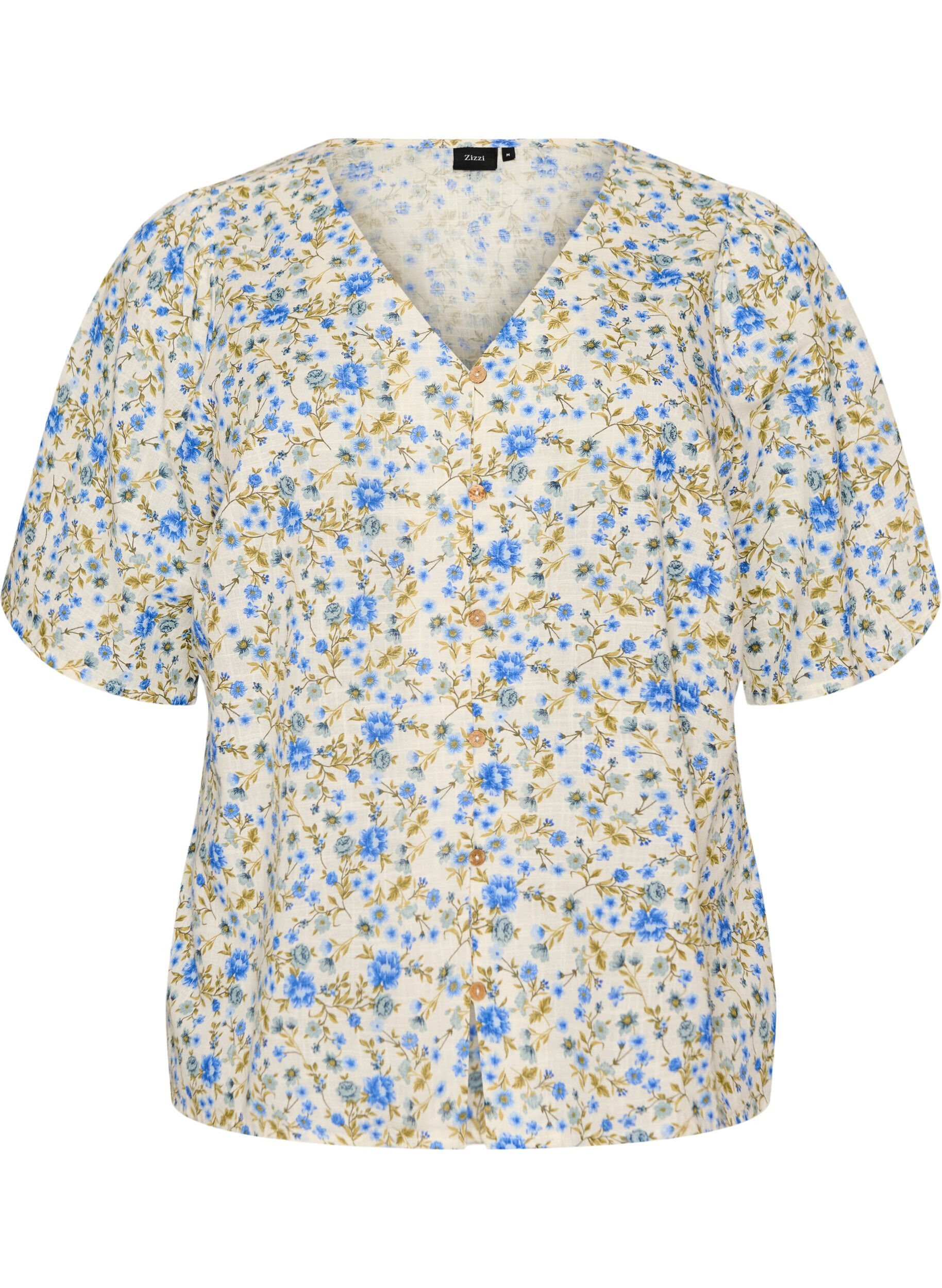 Katoenen shirt met korte mouwen en een V-hals
