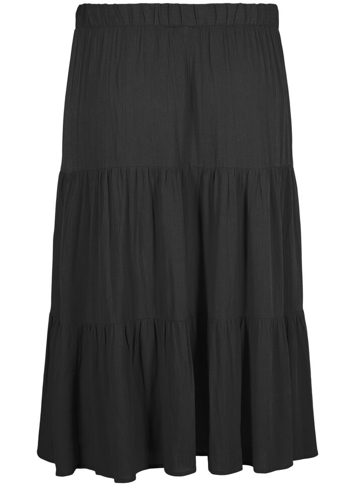 Lange rok met elastiek in de taille, Zwart, Packshot image number 1
