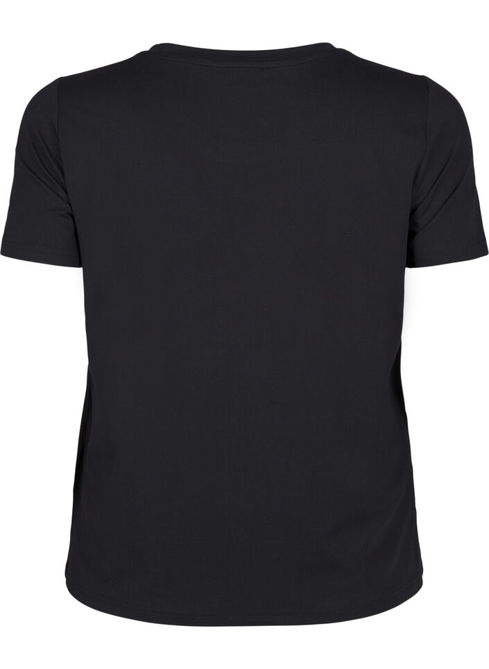 Slim fit sport T-shirt met ronde hals, Black, Packshot image number 1