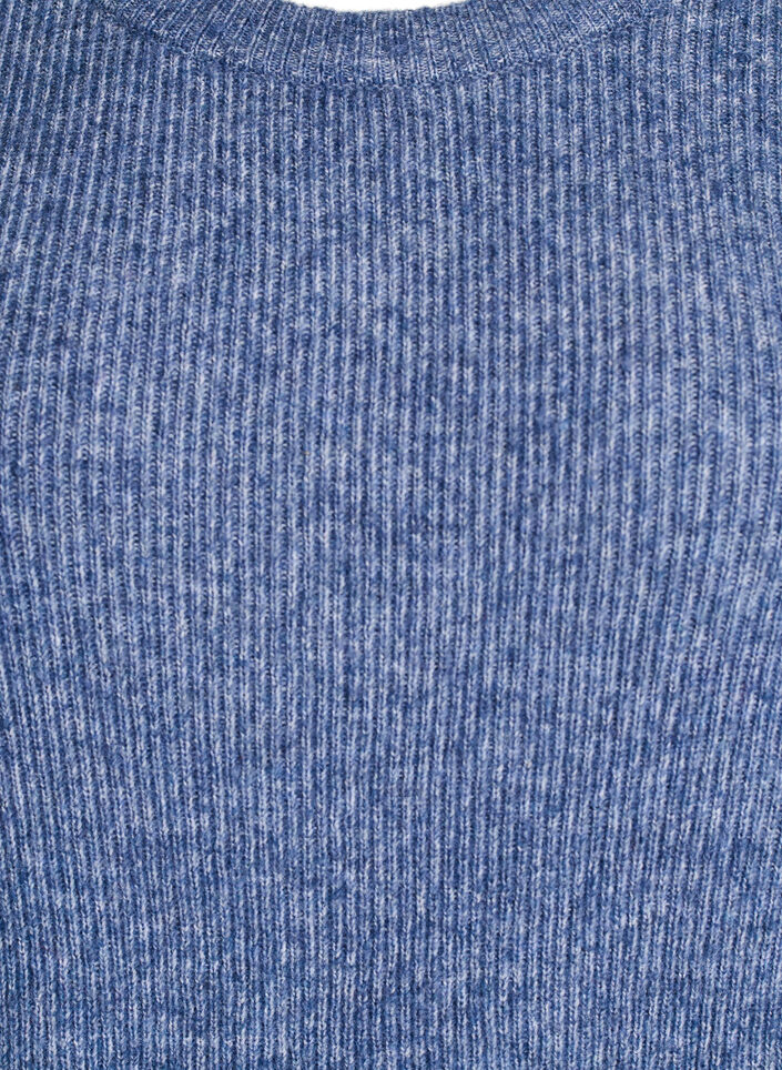 Gem&ecirc;leerde gebreide blouse met ronde hals, Blauw, Packshot image number 2