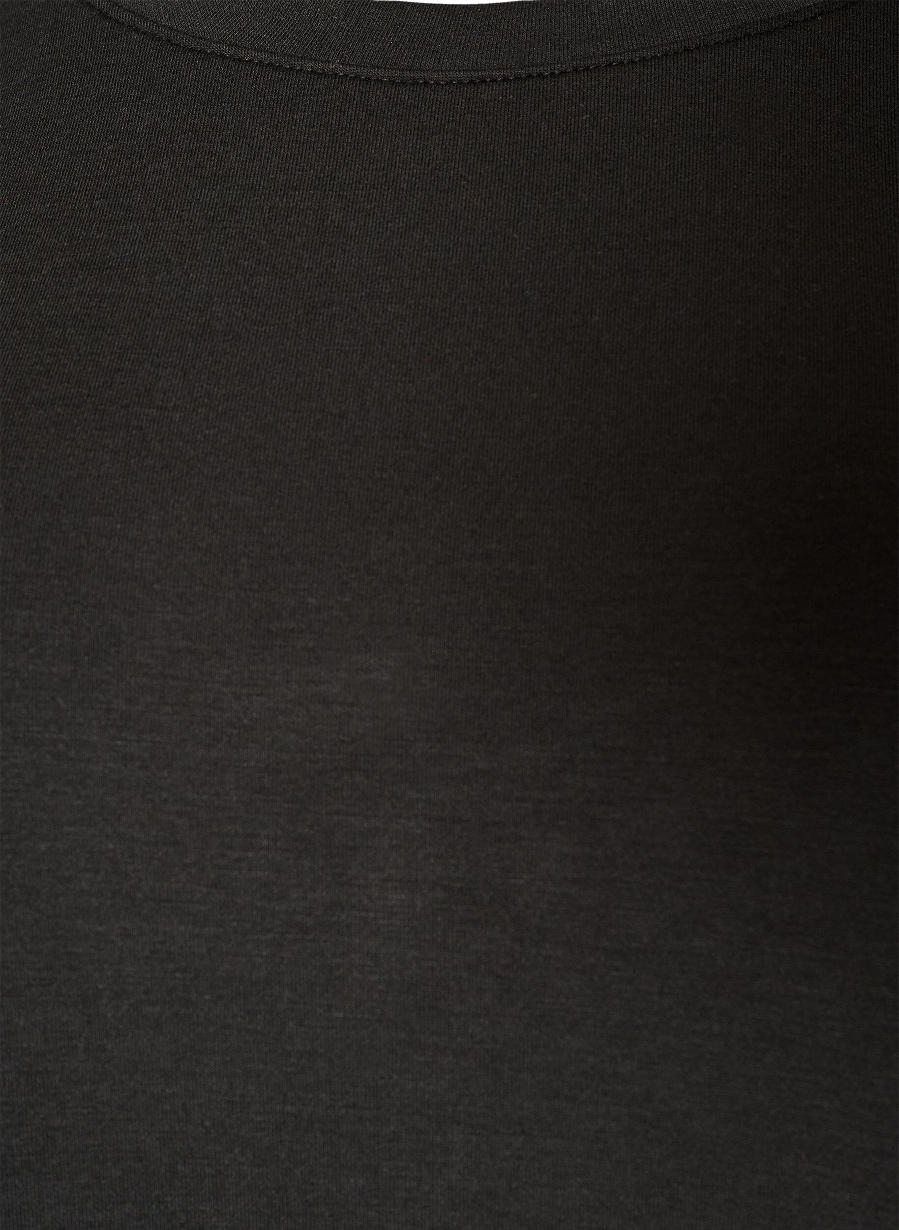 ZizziJersey blouse met lange mouwen en een ronde hals, Zwart, Packshot image number 2