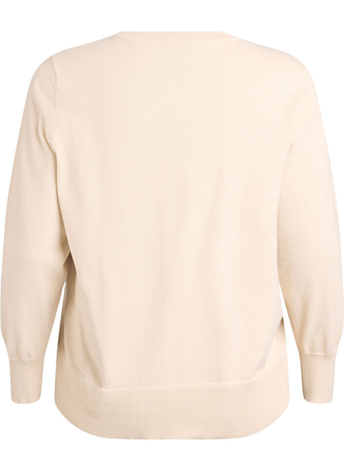 Fijngebreide vest met ronde hals, Beige, Packshot image number 1