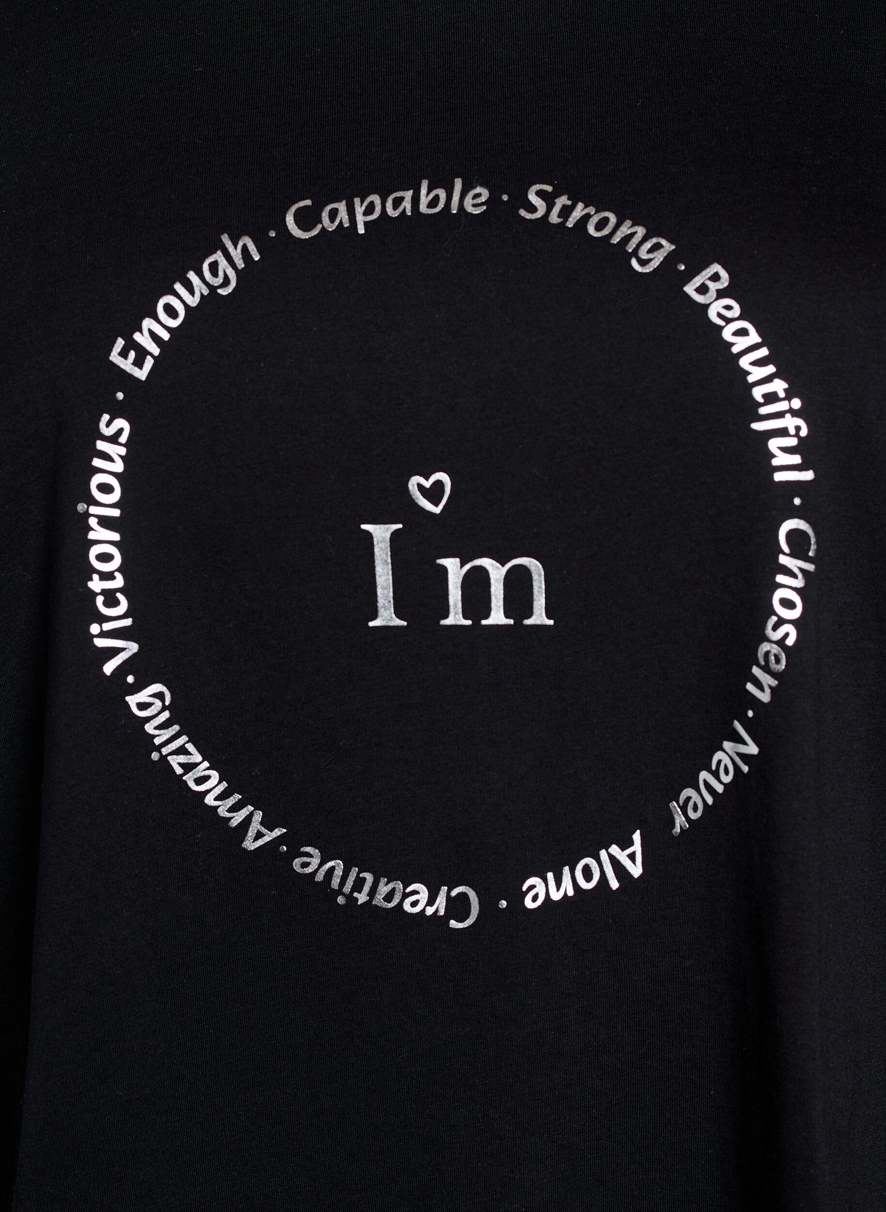 Zizzi T-shirt met print, Zwart, Packshot image number 2