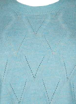 Gebreide pullover met gaatjespatroon, Reef Waters Mel., Packshot image number 2