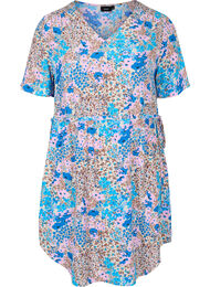 Jurk met koord details en patroon, Blue Rose Flower