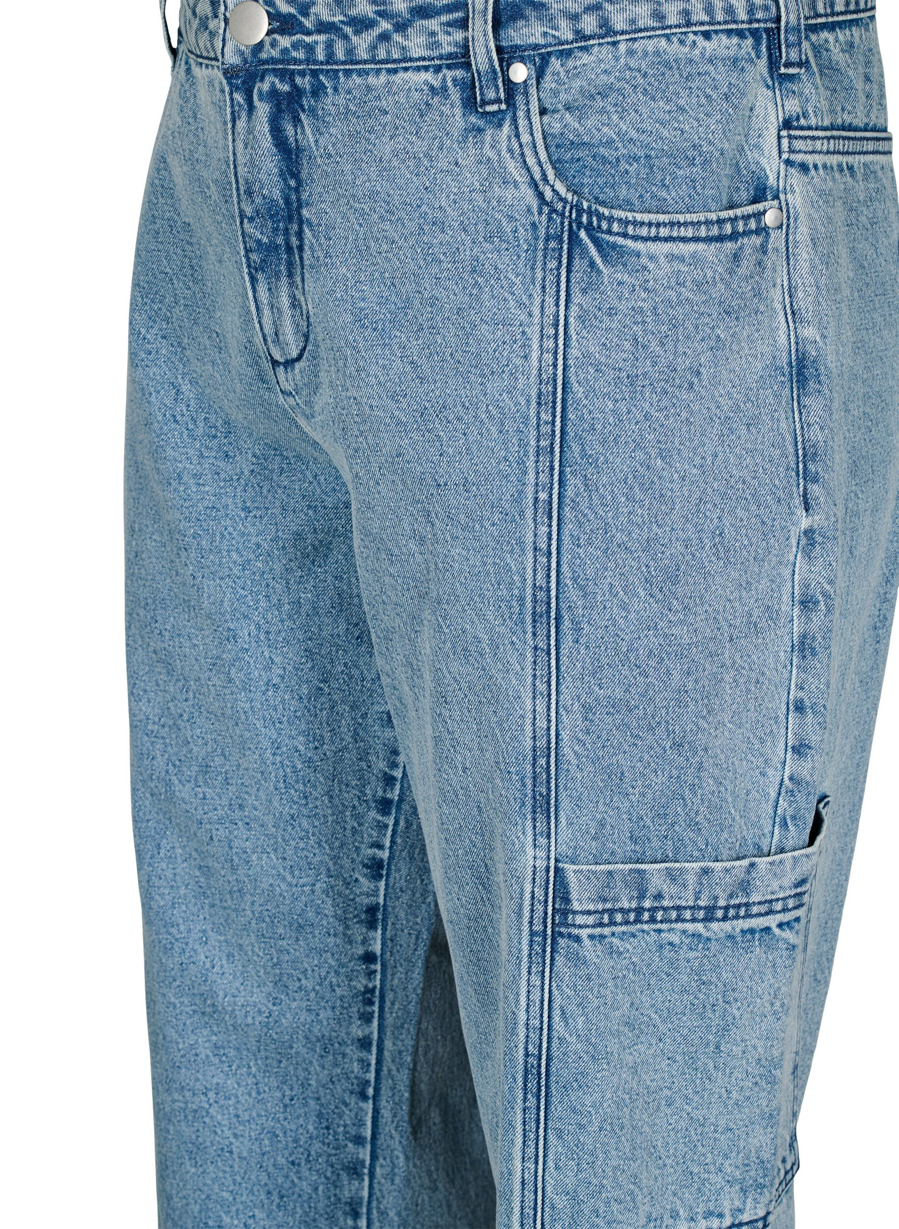 Zizzi High waist cargobroek, Blauw, Packshot image number 2