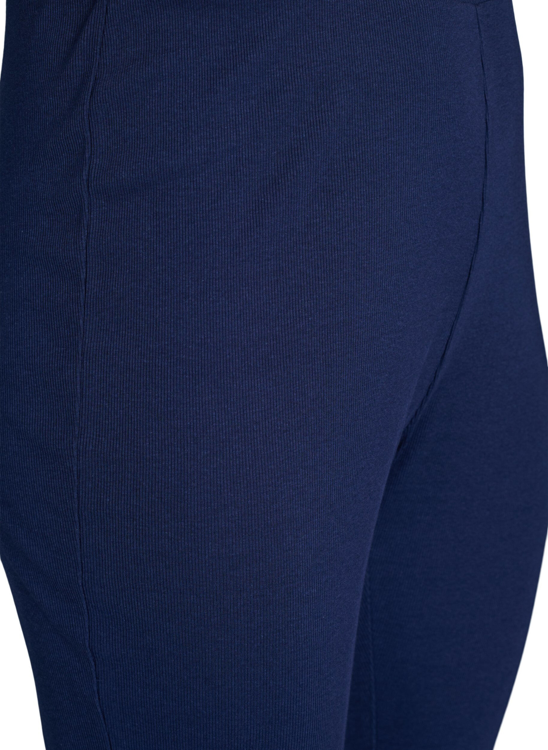 Zizzi Pyjamabroek met een geribde textuur en een elastische tailleband, Blauw, Packshot image number 2