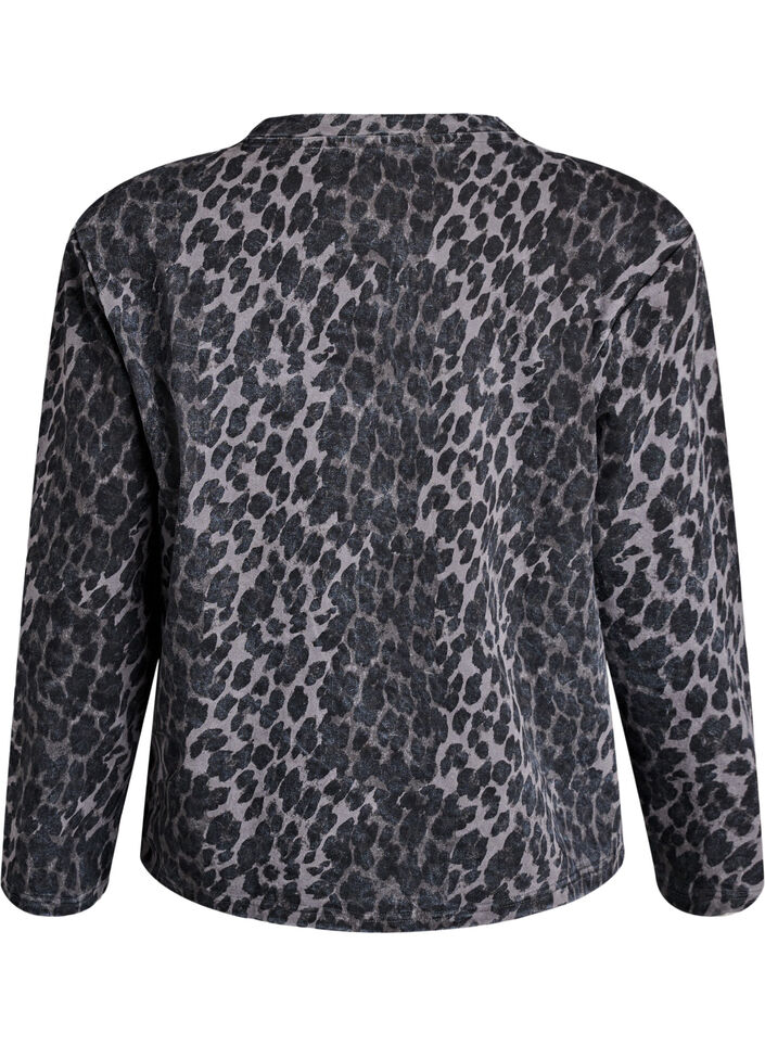 Gewassen sweatshirt met luipaardprint, Grijs, Packshot image number 1