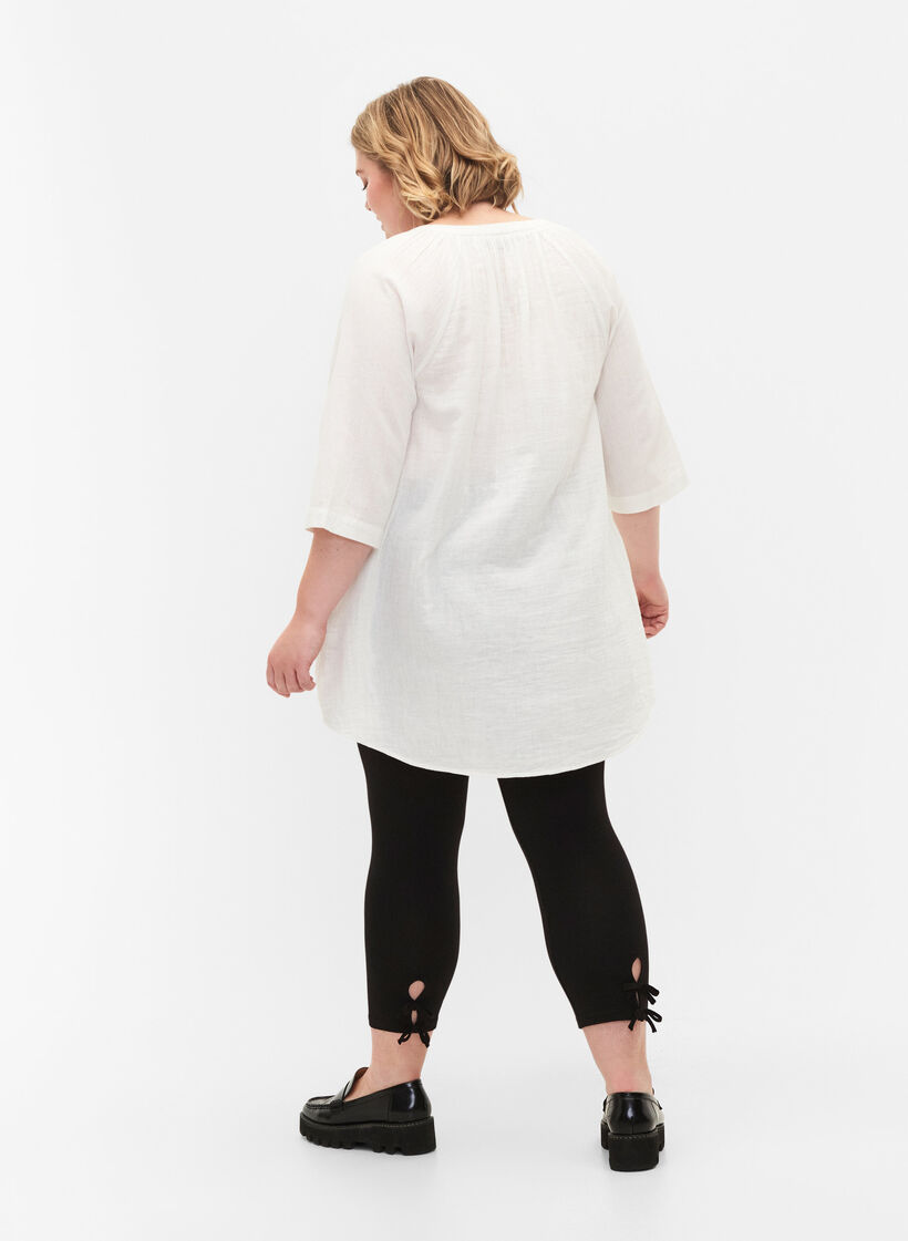 3/4 legging in viscose met strik, Black, Model image number 1