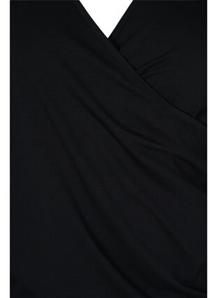 Katoenen blouse met 3/4 mouwen en wikkel, Black, Packshot image number 2