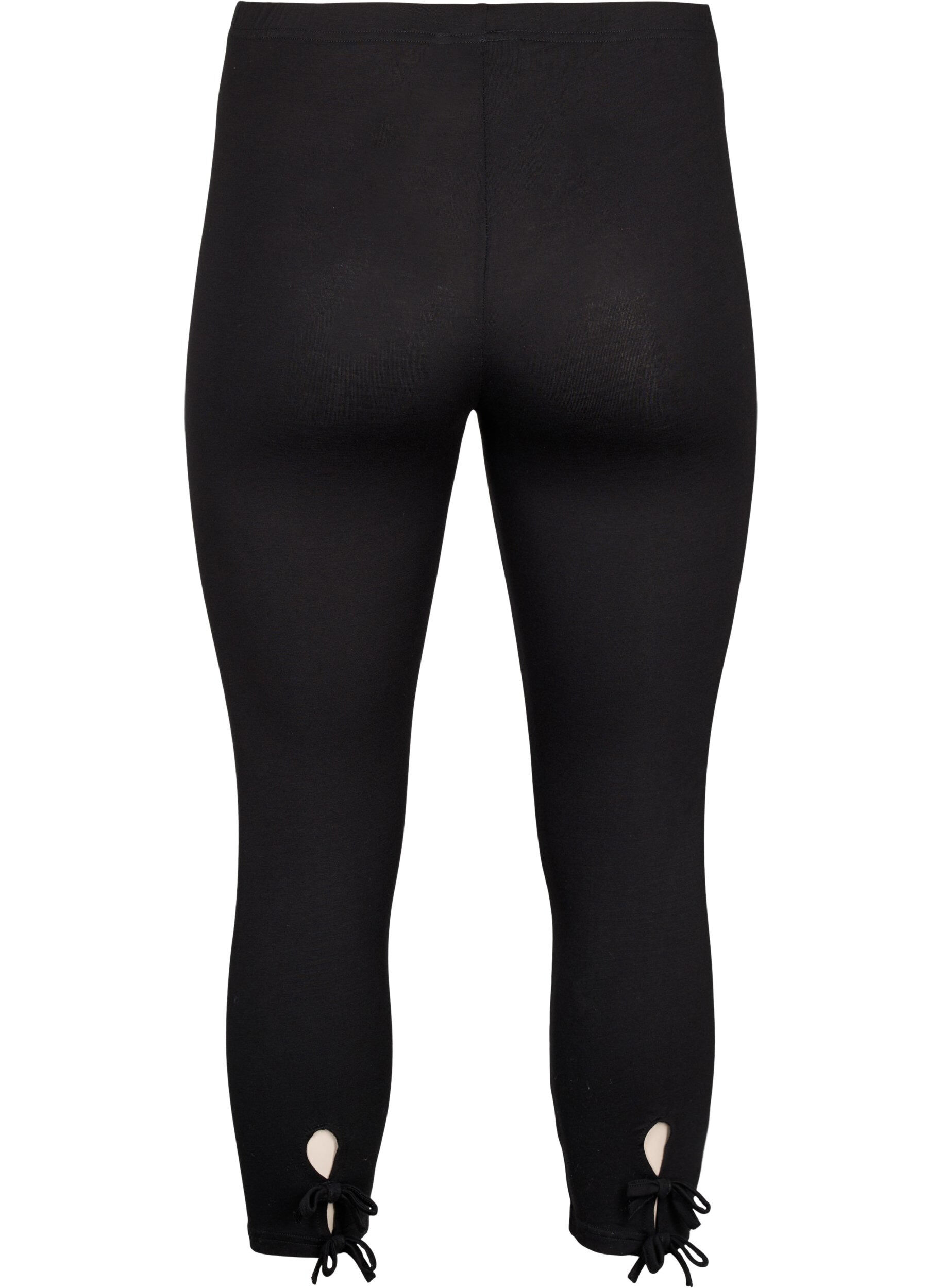 Zizzi 3/4 legging in viscose met strik, Black, Packshot image number 1