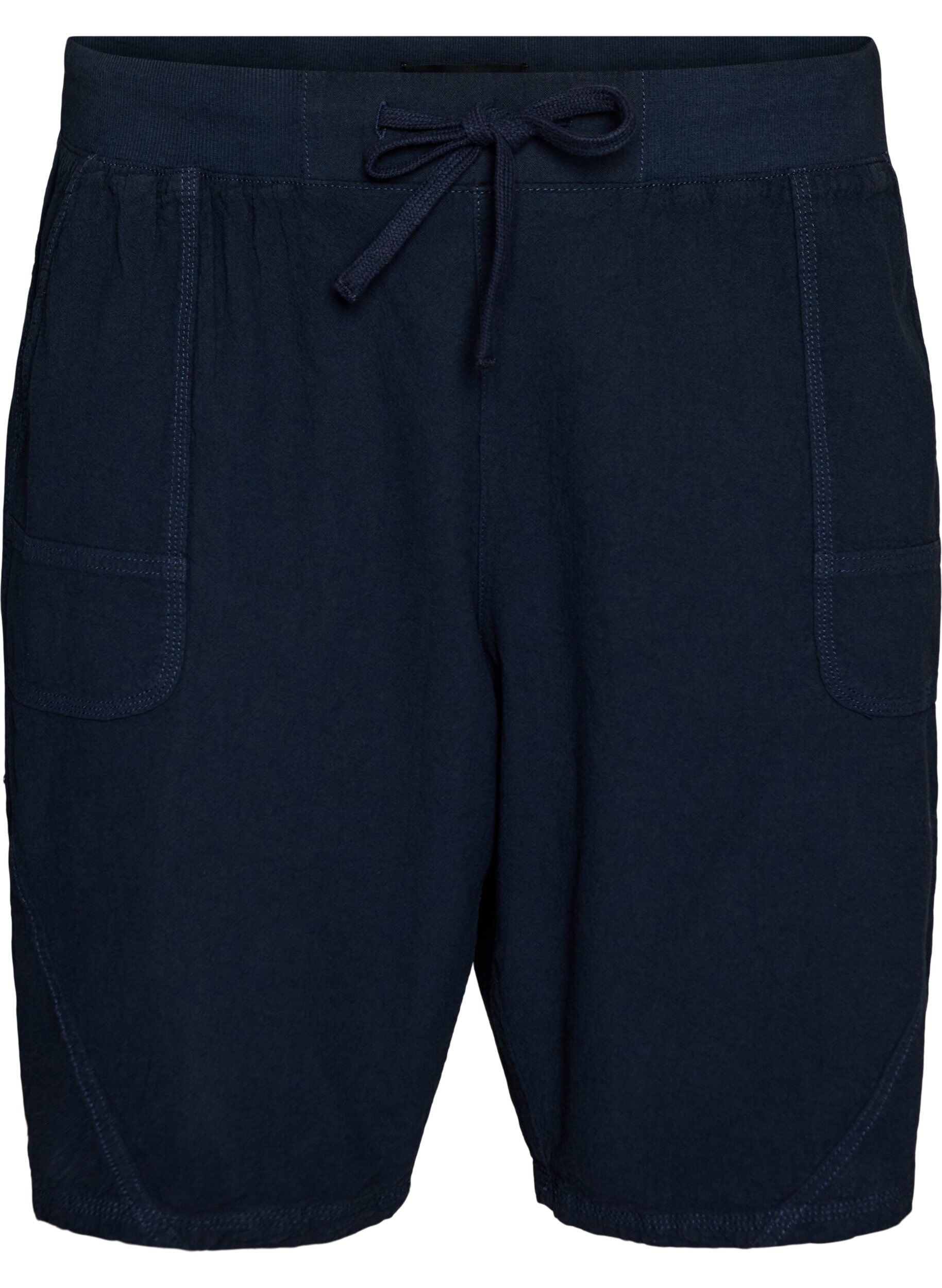 Zizzi Losse katoenen short met zakken, Blauw, Packshot image number 0