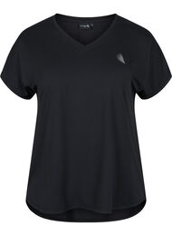 Sportief t-shirt met korte mouwen en v-hals, Black