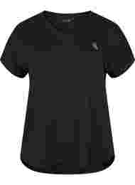 Sportief t-shirt met korte mouwen en v-hals, Black