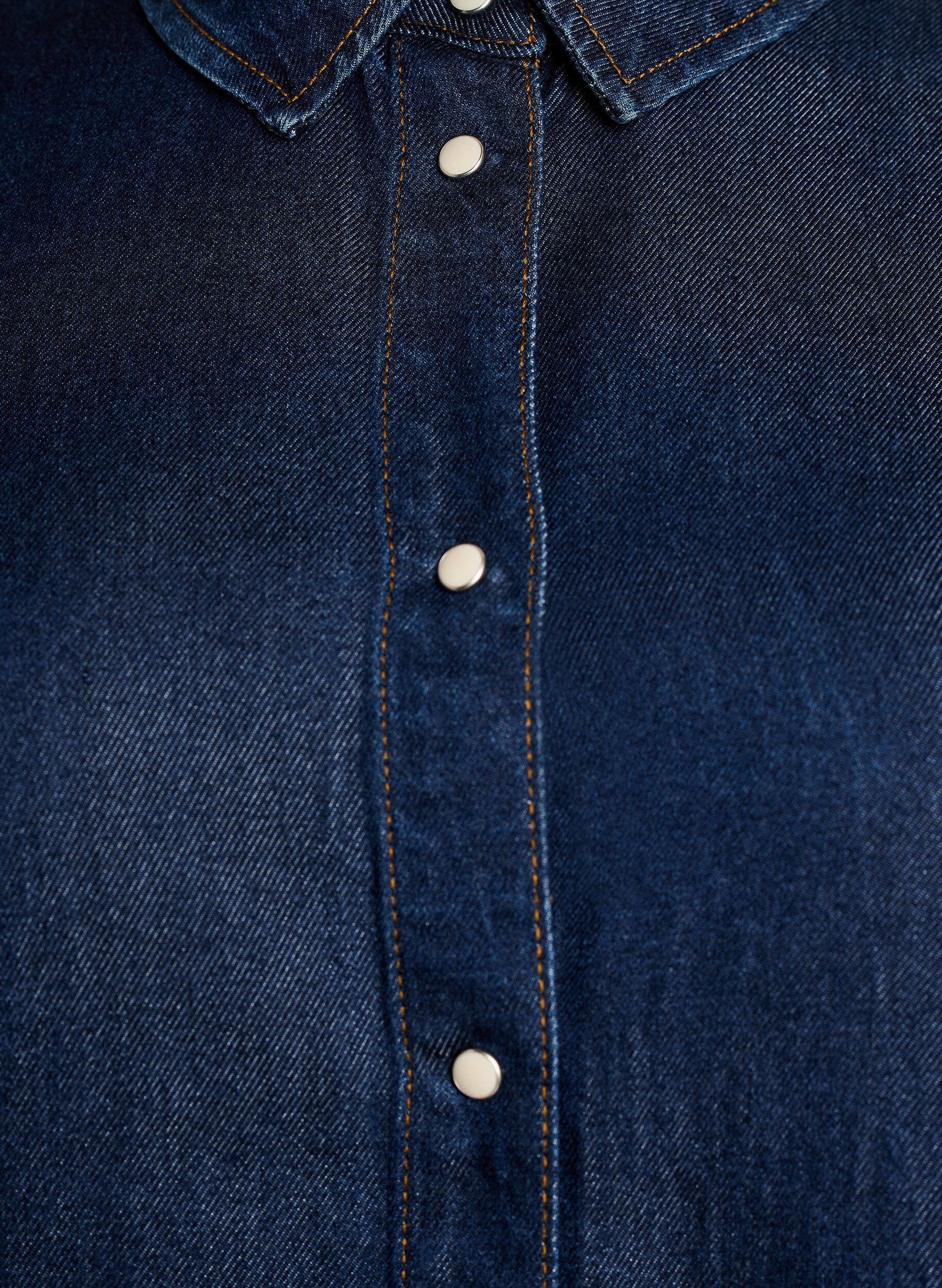 Zizzi Denimlook lyocell shirt met korte mouwen, Blauw, Packshot image number 2