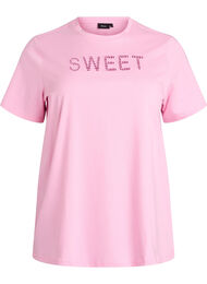 Katoenen T-shirt met geborduurde tekst, Wit