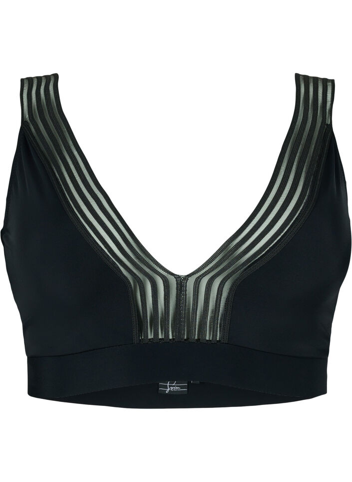 Bikini top met mesh, Black, Packshot image number 0