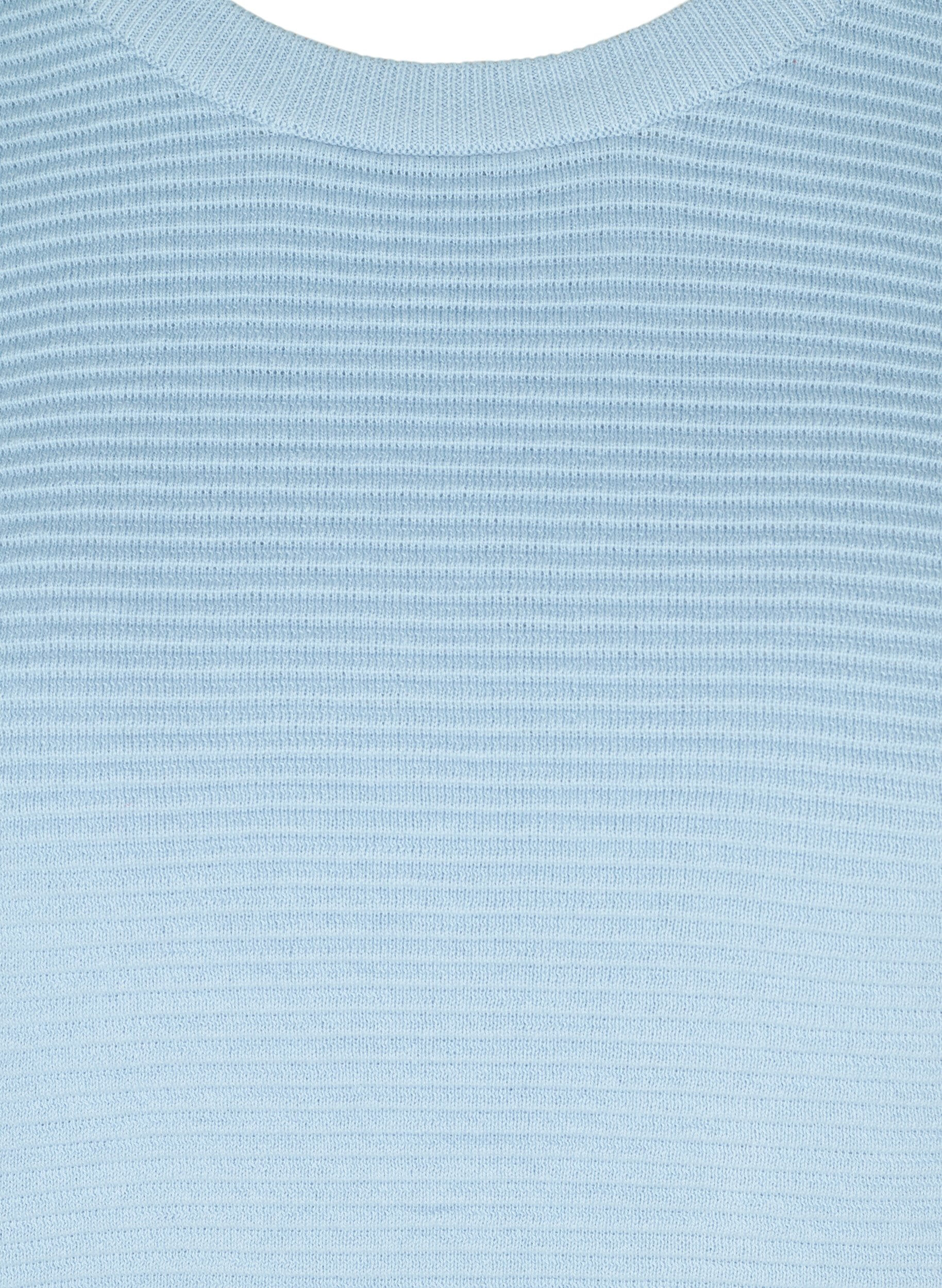 Zizzi Gebreide blouse met lange mouwen van biologisch katoen, Chambray Blue, Packshot image number 2