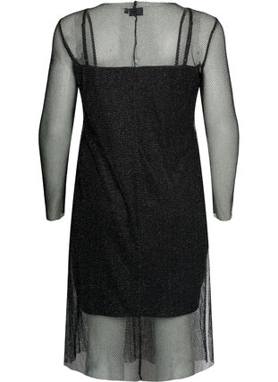 Net-jurk met lange mouwen, Black w. Silver, Packshot image number 1