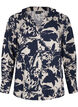 Shirt met lange mouwen, print en V-hals, Navy Blazer AOP, Packshot image number 0