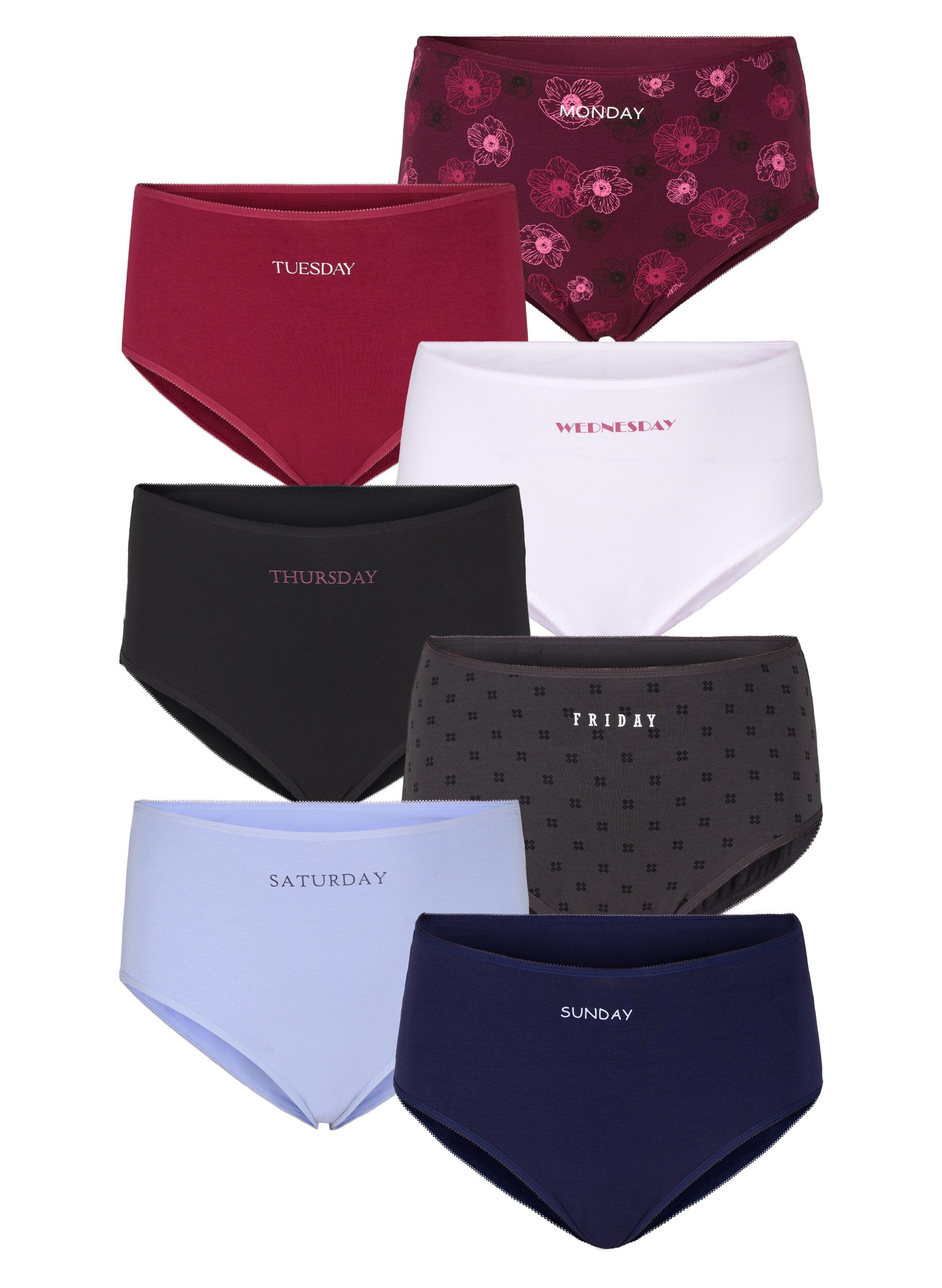 Zizzi 7-pack hipsterslip met normale taille, Donker Bordeaux, Packshot image number 0