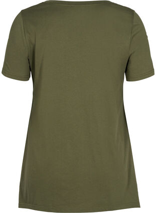 Katoenen t-shirt met korte mouwen en a-lijn, Ivy Green YES, Packshot image number 1