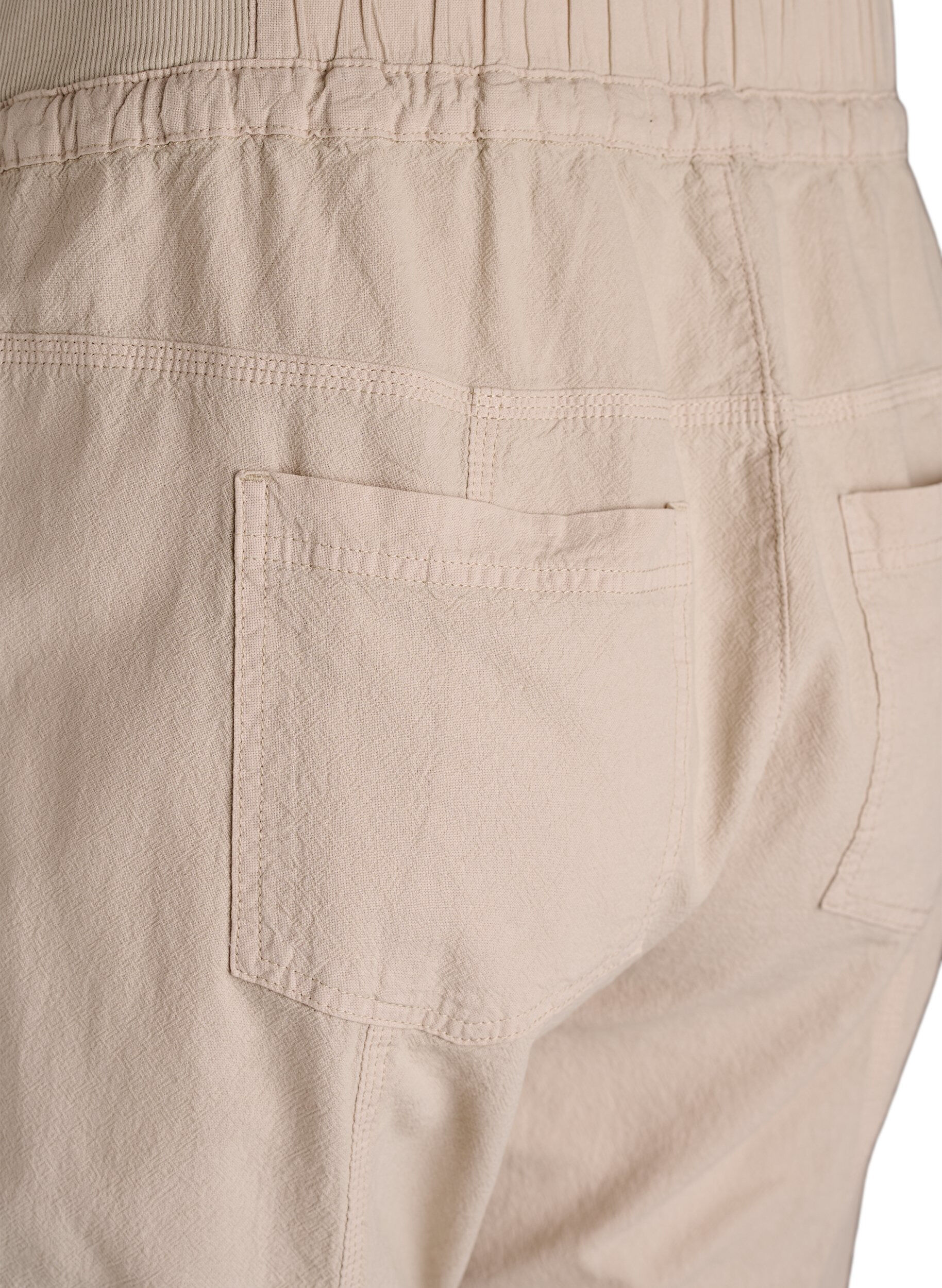 Zizzi Losse cargobroek in katoen, Beige, Packshot image number 3